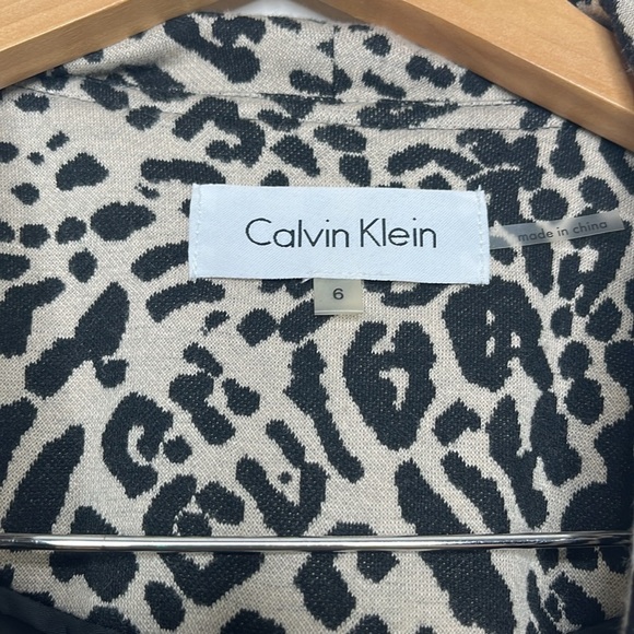 Calvin Klein Leopard Print Ruffle Open Front Jacket Women Size 6 - Picture 3 of 5